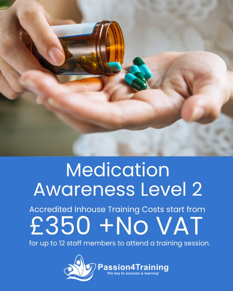 BOOK ONLINE FOR A 10% DISCOUNT ON ALL IN-HOUSE TRAINING COURSES USE: SUMMER10 AT CHECKOUT

Course: Medication Awareness Level 2
Course Duration: ½ day

Course Description: 
This Level 2 course is based on the compliance requirements placed on organisations by the by the Medicines Act, Health & Safety at Work (Etc.) Act 1974, Access to Health Records Act, The Human Medicines Regulations and Misuse of Drugs Act. It is also based on guidelines produced by the National Institute for Health & Care Excellence (NICE). Also, the requirements placed on the organisation by the above requirements, CQC standards and those of other regulatory bodies.

Certification 
Staff will receive an accredited certificate in Medication Awareness Level 2

Course Cost
£350 +No VAT for up to 12 staff members to attend a training session.

3 Months - code 10% discount already included for all inhouse training £350
GoCardless